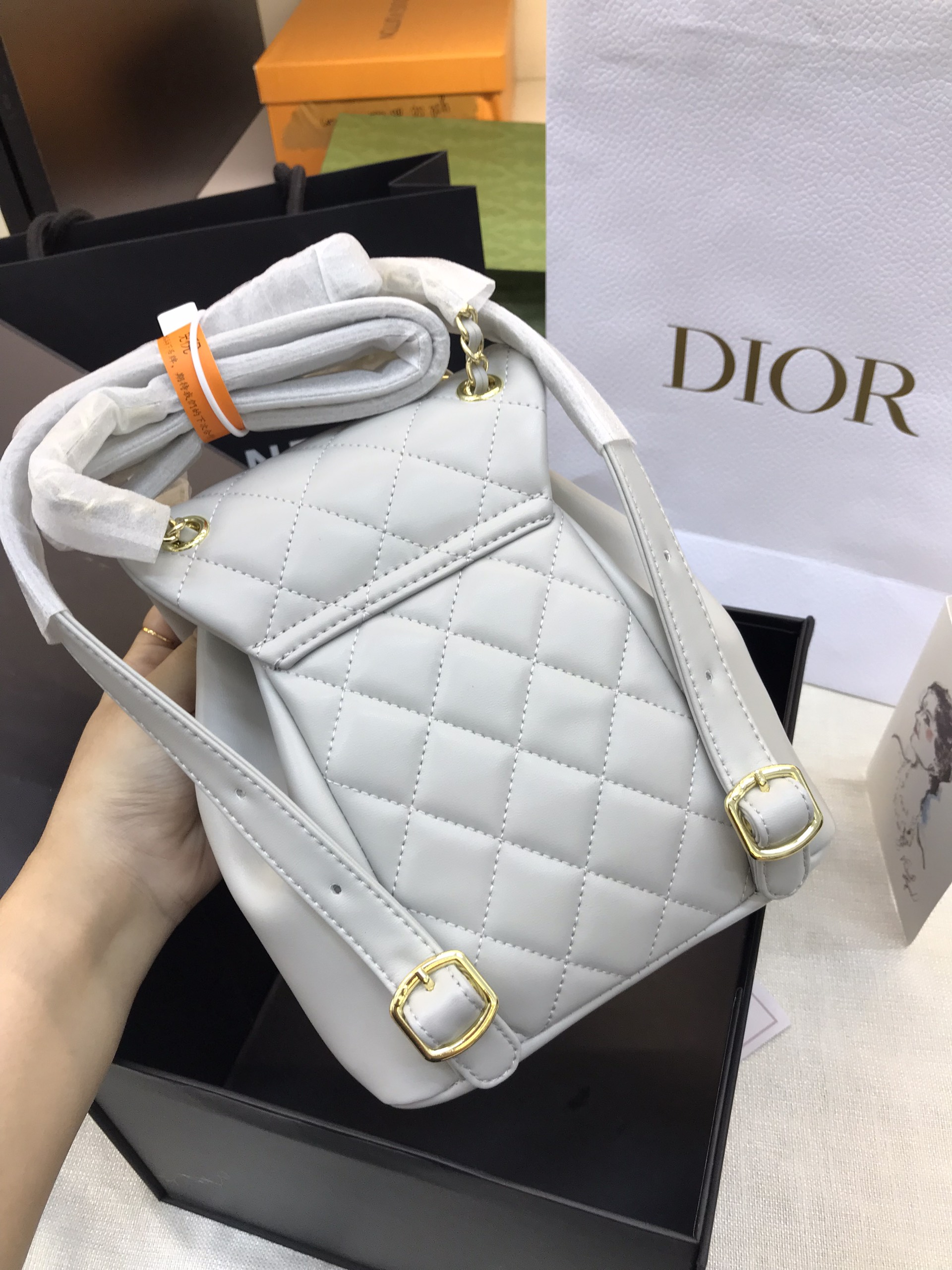 Balo Chanel Duma Super Màu Xám Size 18cm